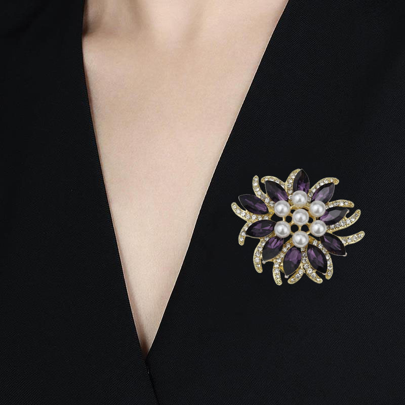 Καρφίτσα με λουλούδι – κράμα, ηλεκτροπλατιωμένη, βιντάζ γυναικείο στυλ, πολυλειτουργική διπλής χρήσης αγκράφα για φουλάρι