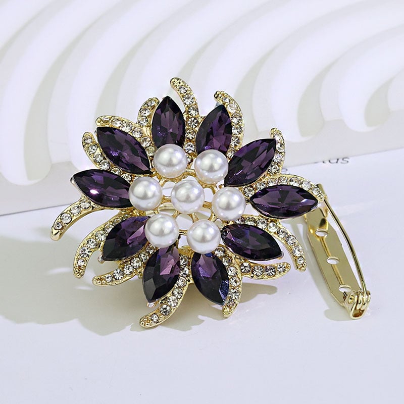 Καρφίτσα με λουλούδι – κράμα, ηλεκτροπλατιωμένη, βιντάζ γυναικείο στυλ, πολυλειτουργική διπλής χρήσης αγκράφα για φουλάρι