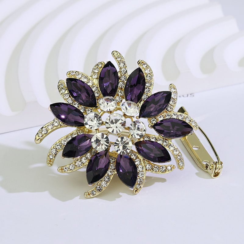 Καρφίτσα με λουλούδι – κράμα, ηλεκτροπλατιωμένη, βιντάζ γυναικείο στυλ, πολυλειτουργική διπλής χρήσης αγκράφα για φουλάρι