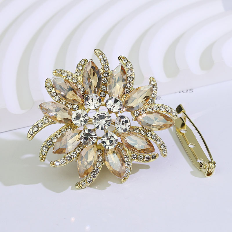 Καρφίτσα με λουλούδι – κράμα, ηλεκτροπλατιωμένη, βιντάζ γυναικείο στυλ, πολυλειτουργική διπλής χρήσης αγκράφα για φουλάρι