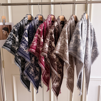 Триъгълен шал, корейски стил, жакардова тъкан, полиестер, запазва топлината