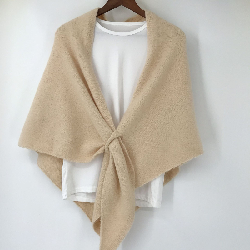 Плетен триъгълен шал за жени, имитационен кашмир, тъкане warp knitting, монохромен модел, мултифункционален дизайн