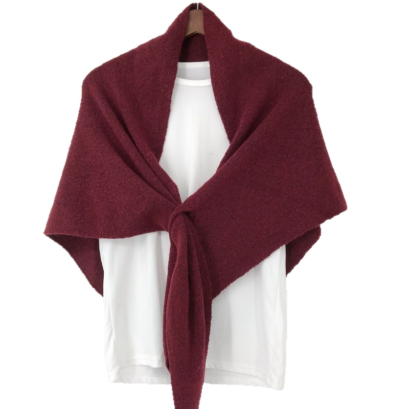 Плетен триъгълен шал за жени, имитационен кашмир, тъкане warp knitting, монохромен модел, мултифункционален дизайн