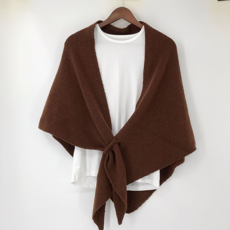 Плетен триъгълен шал за жени, имитационен кашмир, тъкане warp knitting, монохромен модел, мултифункционален дизайн