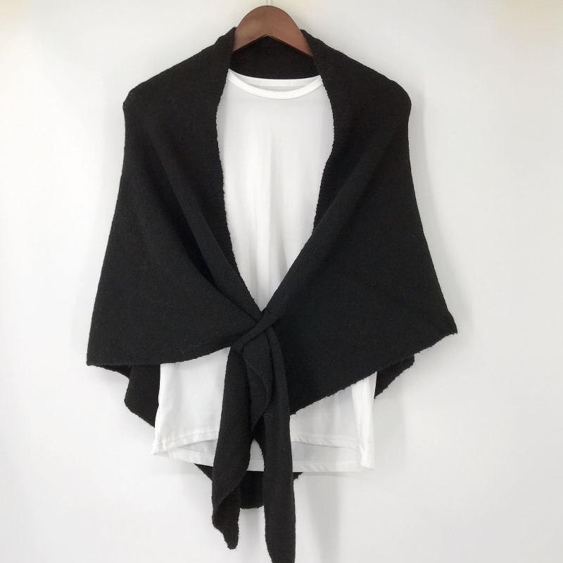 Плетен триъгълен шал за жени, имитационен кашмир, тъкане warp knitting, монохромен модел, мултифункционален дизайн