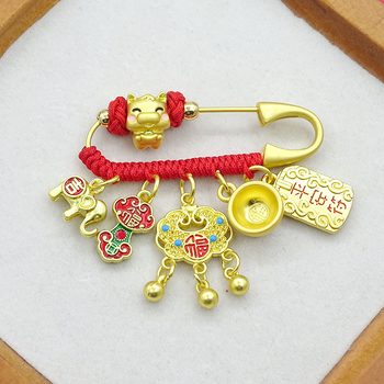 Брошка-амулет със зодиакален знак | Сплав, електроплатинаране, етно-ретро стил, мемориален, унисекс