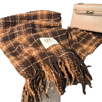 Женски шал - корейски стил, топъл и мек с помпони, имитационен кашмир; обработка и персонализация налични