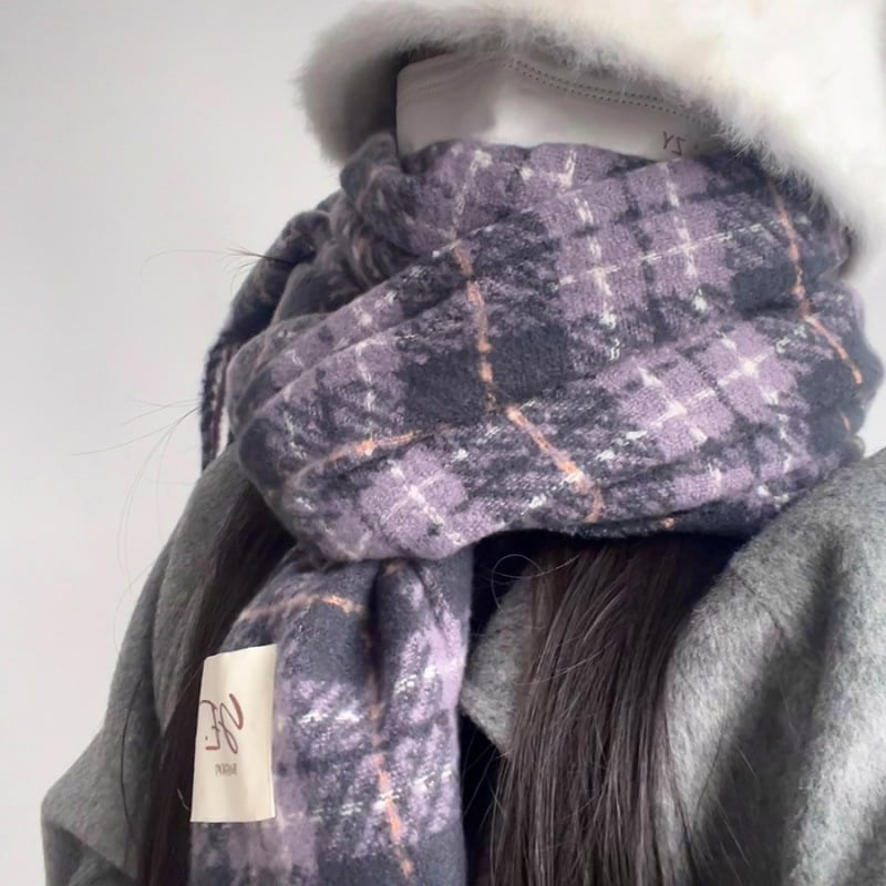 Женски шал - корейски стил, топъл и мек с помпони, имитационен кашмир; обработка и персонализация налични