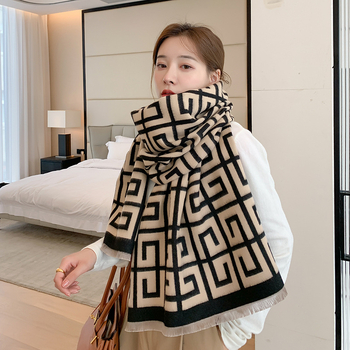 Шал аксесоар - имитационна кашмирена материя, правоъгълен, двупосочен за всички сезони, листинг през зимата 2022 г.