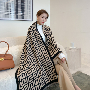 Шал аксесоар - имитационна кашмирена материя, правоъгълен, двупосочен за всички сезони, листинг през зимата 2022 г.