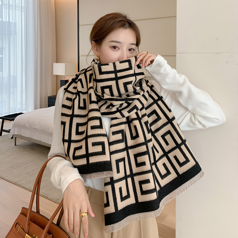 Шал аксесоар - имитационна кашмирена материя, правоъгълен, двупосочен за всички сезони, листинг през зимата 2022 г.