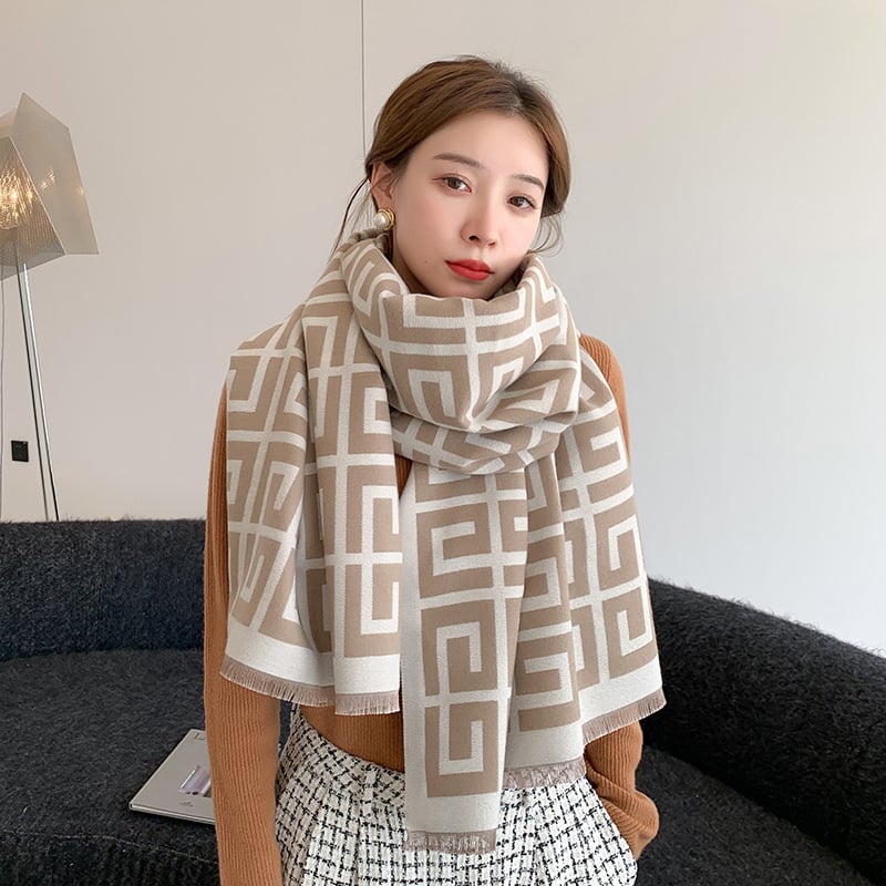 Шал аксесоар - имитационна кашмирена материя, правоъгълен, двупосочен за всички сезони, листинг през зимата 2022 г.