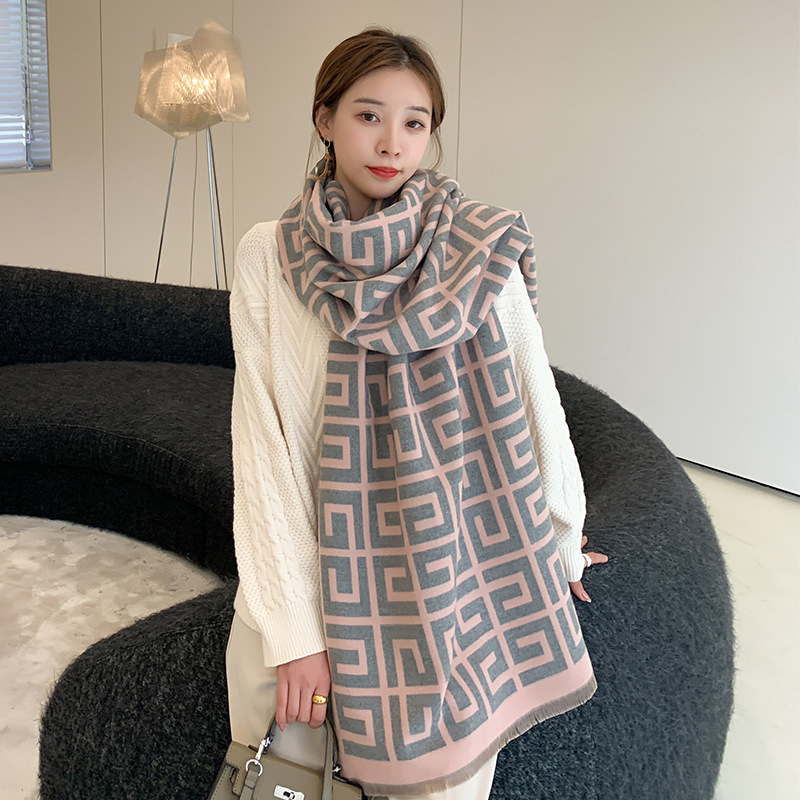 Шал аксесоар - имитационна кашмирена материя, правоъгълен, двупосочен за всички сезони, листинг през зимата 2022 г.