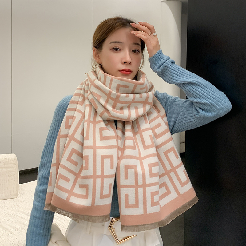 Шал аксесоар - имитационна кашмирена материя, правоъгълен, двупосочен за всички сезони, листинг през зимата 2022 г.