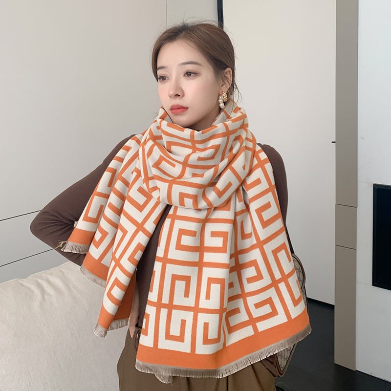 Шал аксесоар - имитационна кашмирена материя, правоъгълен, двупосочен за всички сезони, листинг през зимата 2022 г.