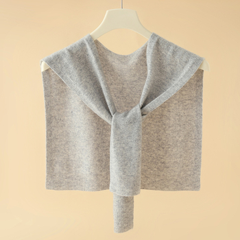 Женски кашмирен плетен шал с качулка, монохромен модел, Warp knitting, запазва топлината