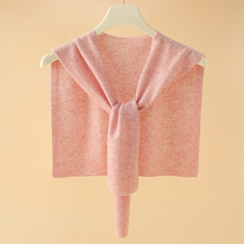 Женски кашмирен плетен шал с качулка, монохромен модел, Warp knitting, запазва топлината