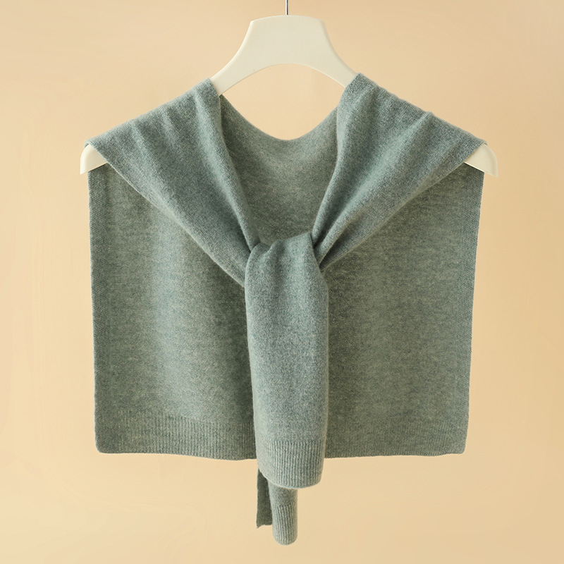 Женски кашмирен плетен шал с качулка, монохромен модел, Warp knitting, запазва топлината