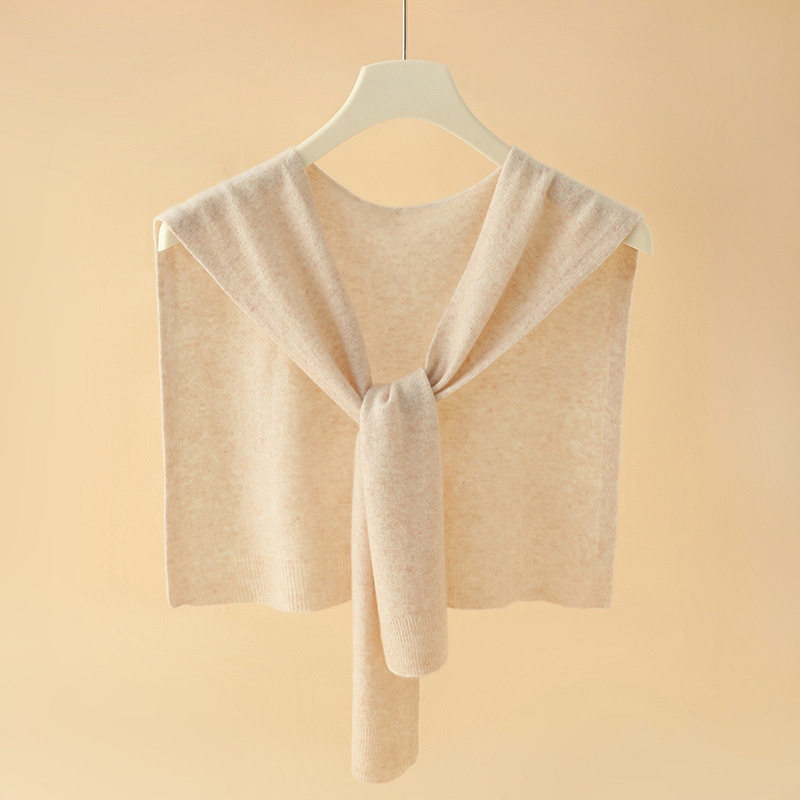 Женски кашмирен плетен шал с качулка, монохромен модел, Warp knitting, запазва топлината