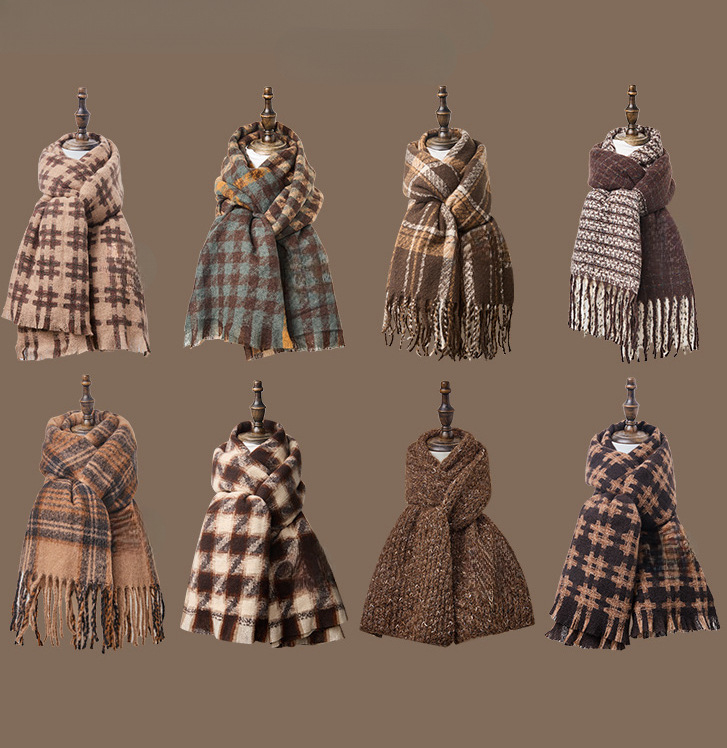 Maillard ретро шал за момичета, зима 2025, топъл с ресни