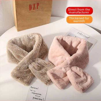 DZP японски стил плюшен шал за жени, имитиращ заек Рекс, универсален топъл аксесоар за зима, есен и пролет