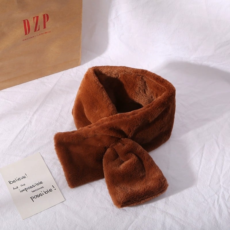 DZP японски стил плюшен шал за жени, имитиращ заек Рекс, универсален топъл аксесоар за зима, есен и пролет