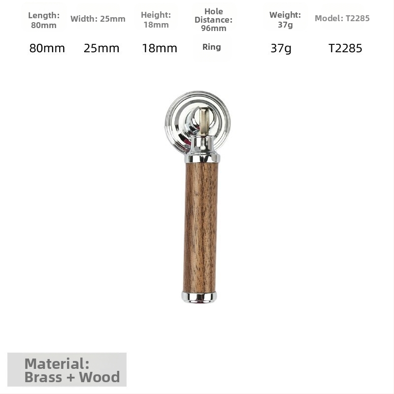 Дръжка за шкаф - медна сплав + орехово дърво, електроплатирана, стил лайт лукс, модел 2285/2287, за гардероб, шкафове и чекмеджета, баня и винен шкаф