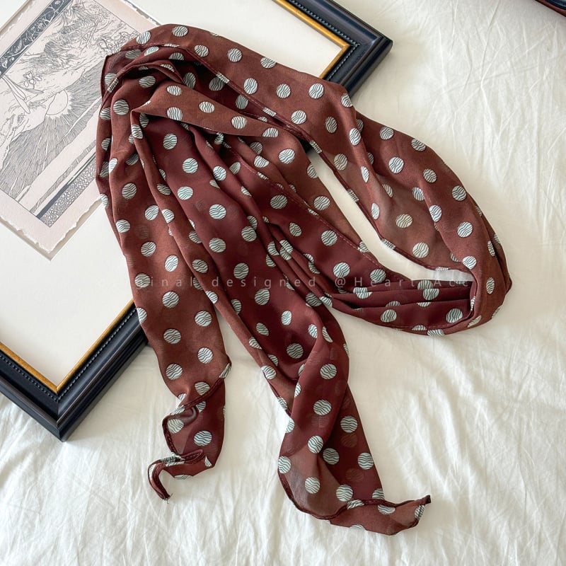 Дълъг платнен шал с точкова шарка, корейски стил, за пролет и есен, есенно 2025 издание, налично на склад (Материал: тъкан; Сезон: пролет и есен; Издание: есен 2025; Налично на склад)