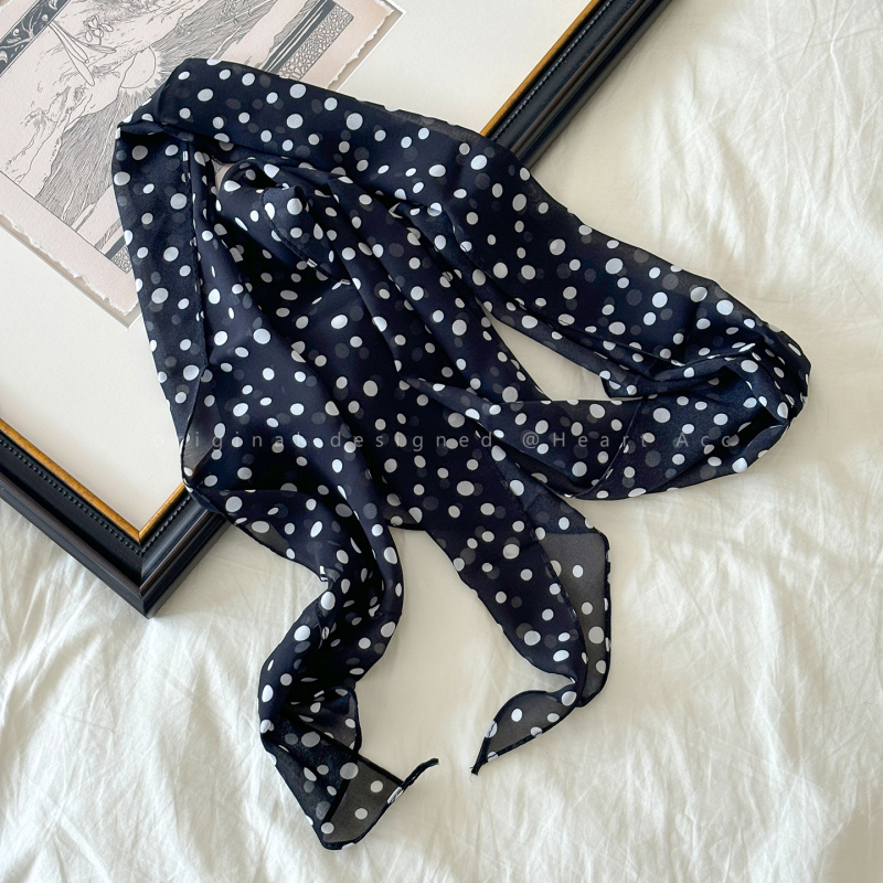 Дълъг платнен шал с точкова шарка, корейски стил, за пролет и есен, есенно 2025 издание, налично на склад (Материал: тъкан; Сезон: пролет и есен; Издание: есен 2025; Налично на склад)