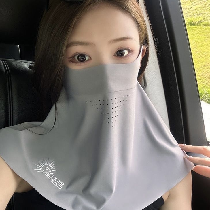 Prozracna maska za lice i vrat s UV zaščitom, tanak Ice Silk veo, LYCRA-SPANDEX materijal