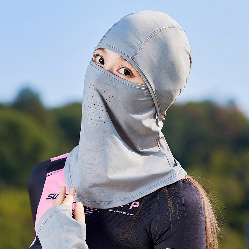 Ice Silk tanka UV zaštitna maska za žene – prozračna, brzo sušeća, ultra lagana, potpuno prekrivanje lica za vožnju biciklom ljeti (Spandex)