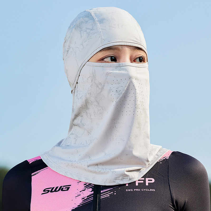 Ice Silk tanka UV zaštitna maska za žene – prozračna, brzo sušeća, ultra lagana, potpuno prekrivanje lica za vožnju biciklom ljeti (Spandex)
