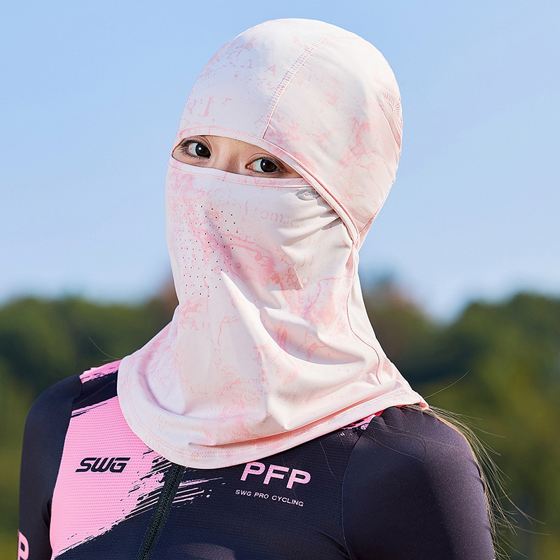 Ice Silk tanka UV zaštitna maska za žene – prozračna, brzo sušeća, ultra lagana, potpuno prekrivanje lica za vožnju biciklom ljeti (Spandex)