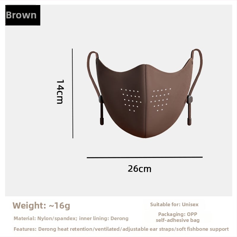 Топла есенно-зимна найлонова маска за лице с UPF50+ UV защита, ушни куки, монохромен модел, унисекс