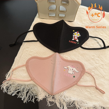 Детска карикатурна топла маска за лице с дебело австралийско кадифено покритие, ушна кука дизайн, подходяща за есен и зима, защита на лицето