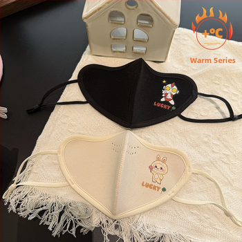 Детска карикатурна топла маска за лице с дебело австралийско кадифено покритие, ушна кука дизайн, подходяща за есен и зима, защита на лицето