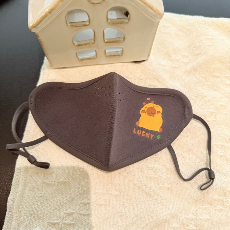 Детска карикатурна топла маска за лице с дебело австралийско кадифено покритие, ушна кука дизайн, подходяща за есен и зима, защита на лицето