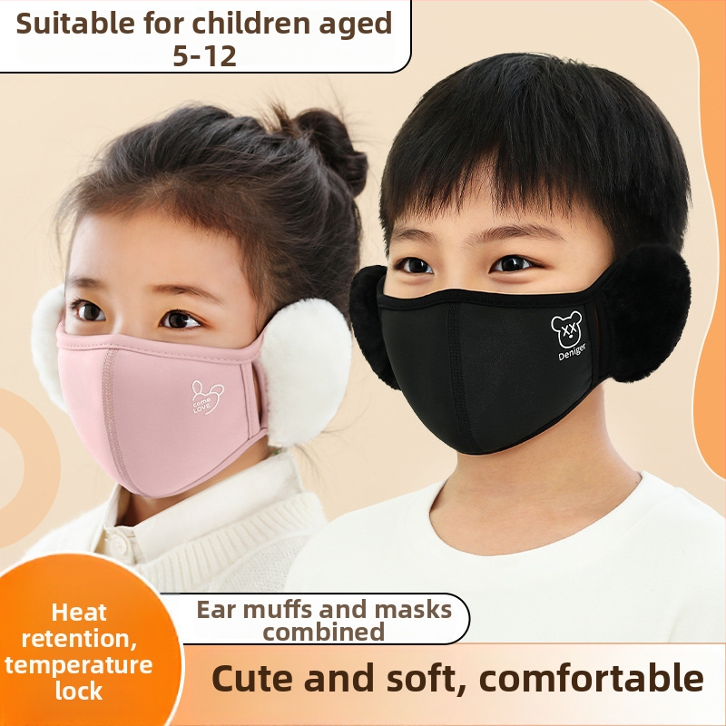 Детска топла маска с ушни предпазители за каране — памук, UPF50 UV защита, 3D памучна удебелена конструкция, печат по поръчка