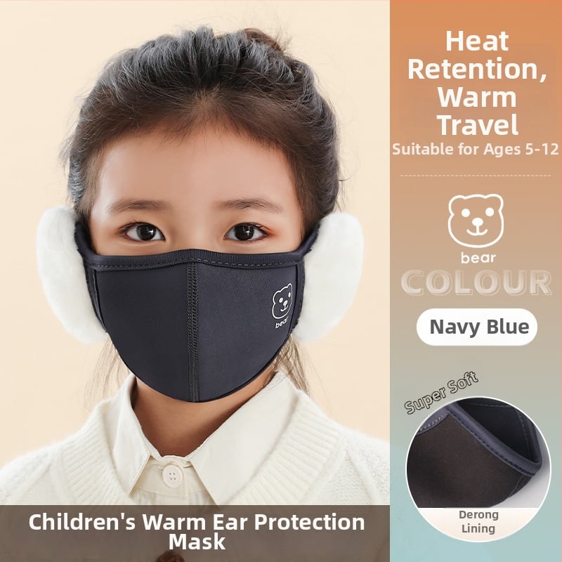 Детска топла маска с ушни предпазители за каране — памук, UPF50 UV защита, 3D памучна удебелена конструкция, печат по поръчка
