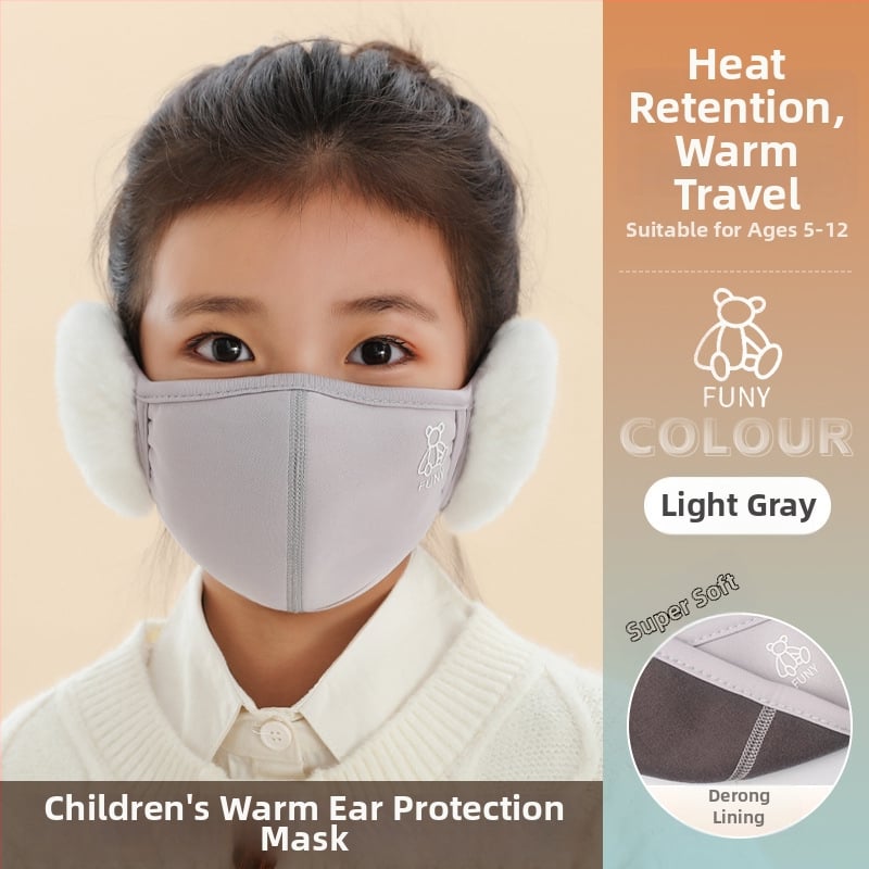 Детска топла маска с ушни предпазители за каране — памук, UPF50 UV защита, 3D памучна удебелена конструкция, печат по поръчка