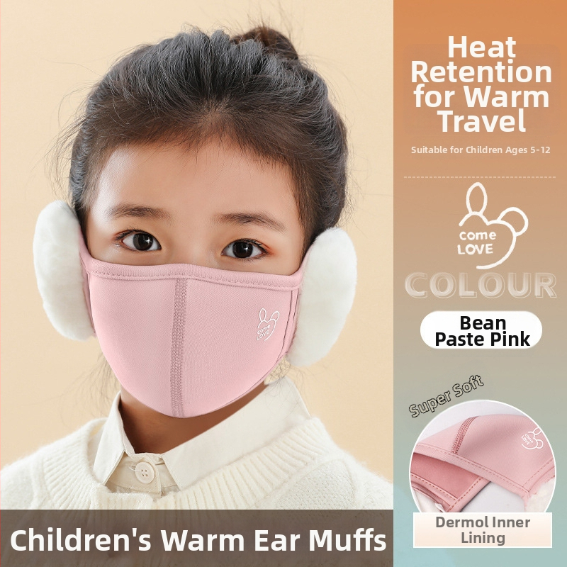 Детска топла маска с ушни предпазители за каране — памук, UPF50 UV защита, 3D памучна удебелена конструкция, печат по поръчка