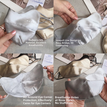 Копринена маска за лице – 100% коприна, лятна и дишаща, UV защита UPF50+, ушна презрамка, триизмерна форма