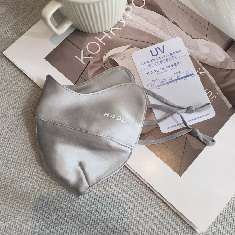 Копринена маска за лице – 100% коприна, лятна и дишаща, UV защита UPF50+, ушна презрамка, триизмерна форма