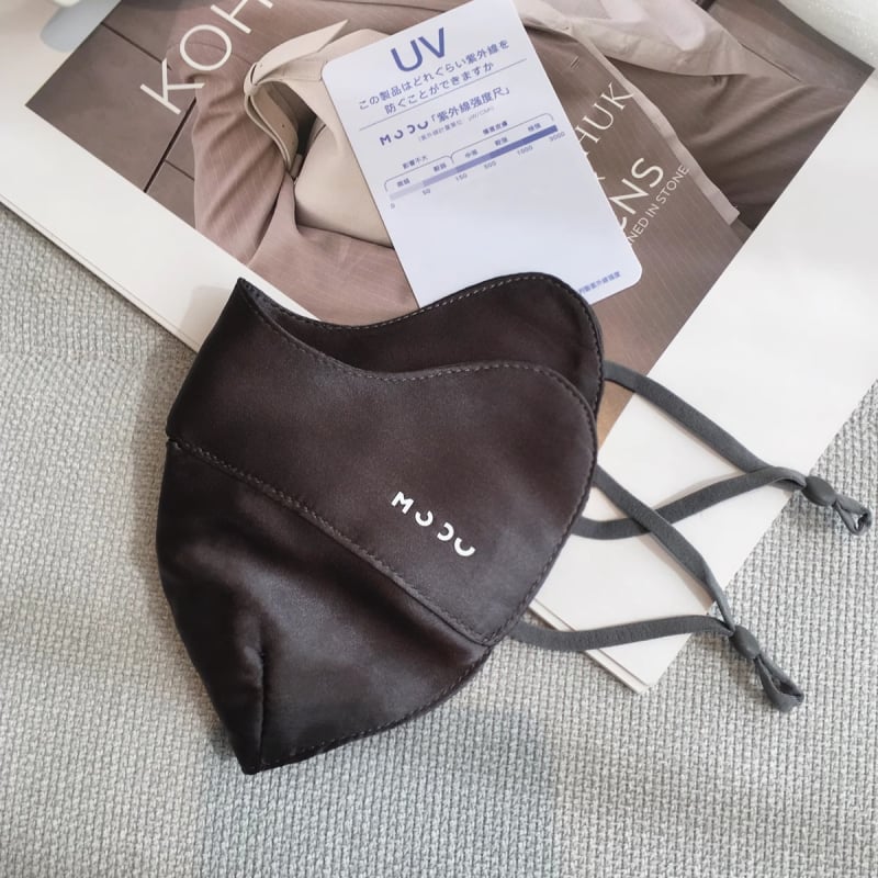 Копринена маска за лице – 100% коприна, лятна и дишаща, UV защита UPF50+, ушна презрамка, триизмерна форма