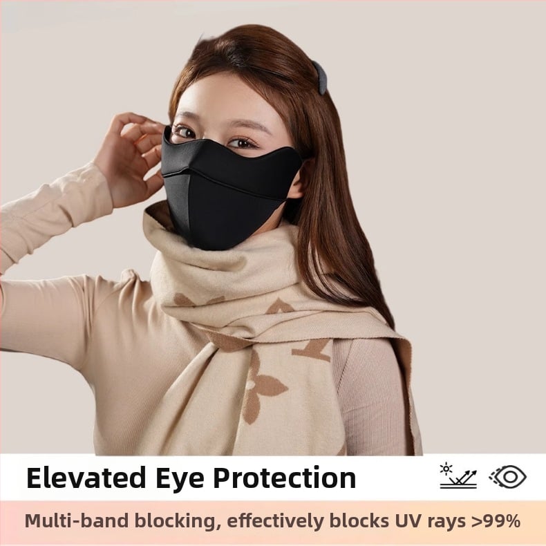 Зимна маска за лице с UV защита UPF50+, половин лице, ушен клип, нейлон, унисекс