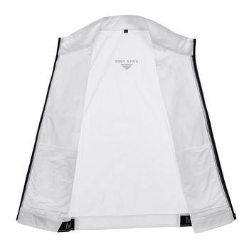 Lagana windbreaker jakna, slobodan kroj, bez kapulje, najlon tkanina, prednji zatvarač