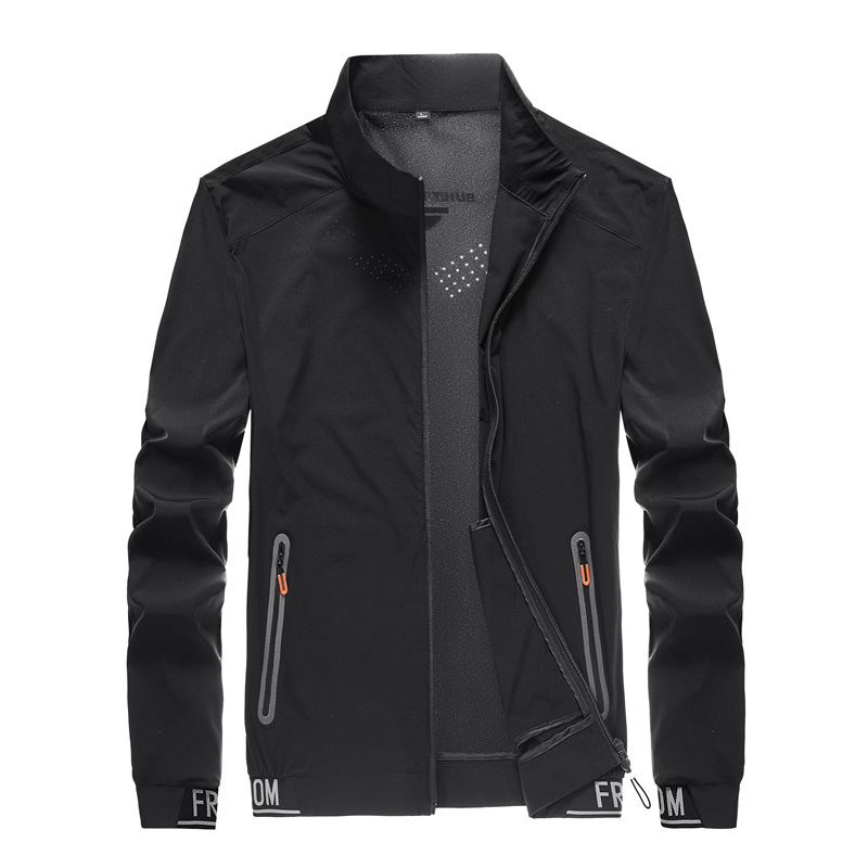 Lagana windbreaker jakna, slobodan kroj, bez kapulje, najlon tkanina, prednji zatvarač