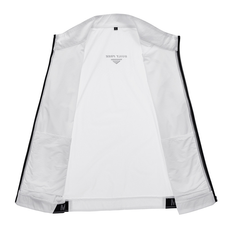 Lagana windbreaker jakna, slobodan kroj, bez kapulje, najlon tkanina, prednji zatvarač