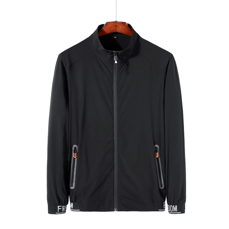 Lagana windbreaker jakna, slobodan kroj, bez kapulje, najlon tkanina, prednji zatvarač