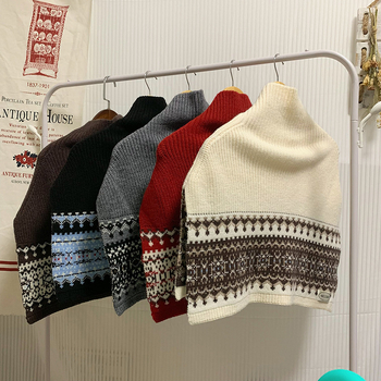 Пуловер-шал с цепка, Fair Isle стил, изкуствен кашмир, смес вълна и акрил, зима 2025